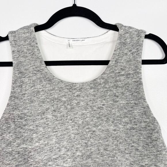 Derek Lam 10 Crosby Large L Gray White Wool Cotton Tiered Layered Tank Top Split - Picture 3 of 9